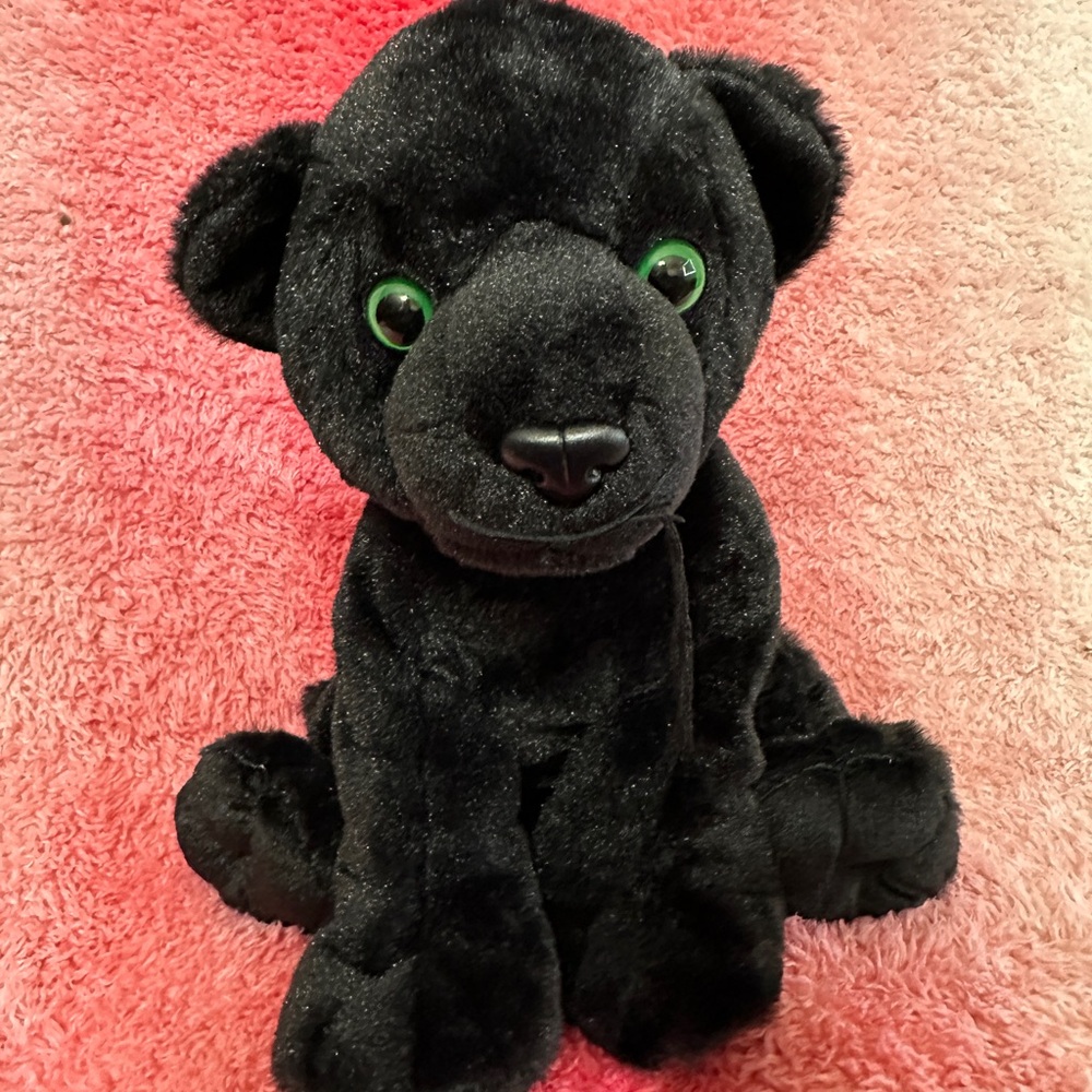Teddy Mountain Black Panther Wild Cat Plush with Hidden Pocket on the Back - Picture 2 of 8